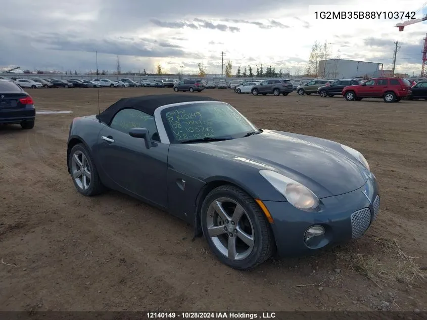 2008 Pontiac Solstice VIN: 1G2MB35B88Y103742 Lot: 12140149