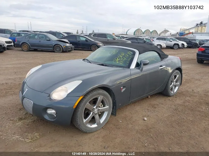 2008 Pontiac Solstice VIN: 1G2MB35B88Y103742 Lot: 12140149