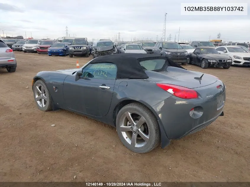 2008 Pontiac Solstice VIN: 1G2MB35B88Y103742 Lot: 12140149