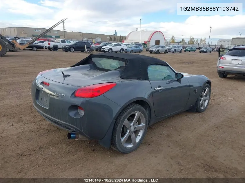 2008 Pontiac Solstice VIN: 1G2MB35B88Y103742 Lot: 12140149