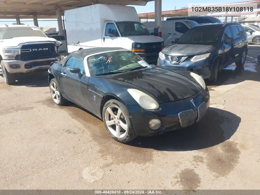 2008 Pontiac Solstice VIN: 1G2MB35B18Y108118 Lot: 40428410