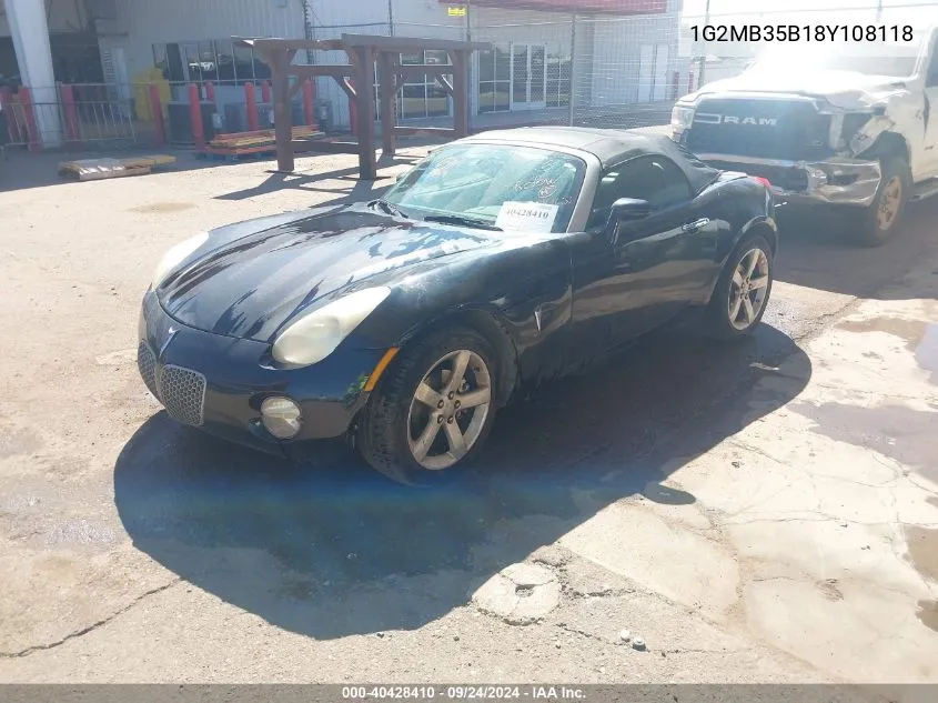 2008 Pontiac Solstice VIN: 1G2MB35B18Y108118 Lot: 40428410