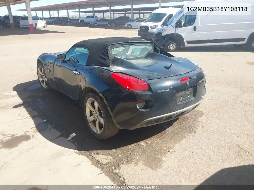 2008 Pontiac Solstice VIN: 1G2MB35B18Y108118 Lot: 40428410