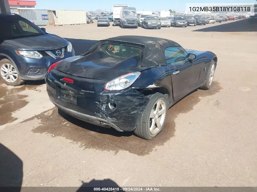 2008 Pontiac Solstice VIN: 1G2MB35B18Y108118 Lot: 40428410