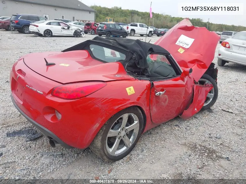 2008 Pontiac Solstice Gxp VIN: 1G2MF35X68Y118031 Lot: 40437575