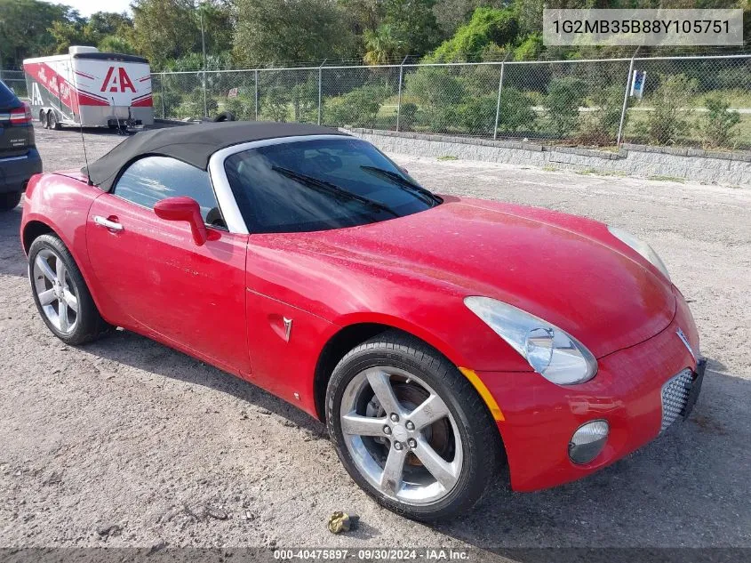 2008 Pontiac Solstice VIN: 1G2MB35B88Y105751 Lot: 40475897