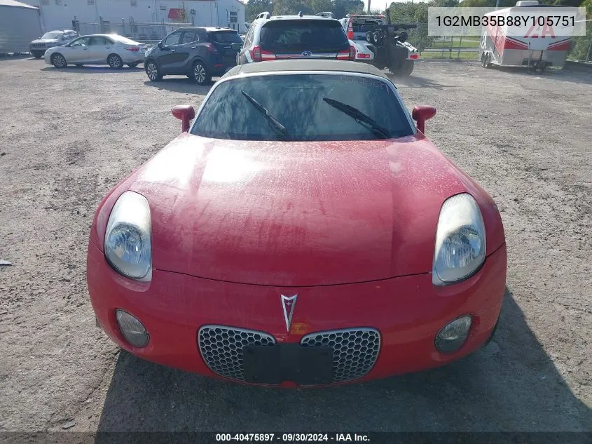 2008 Pontiac Solstice VIN: 1G2MB35B88Y105751 Lot: 40475897