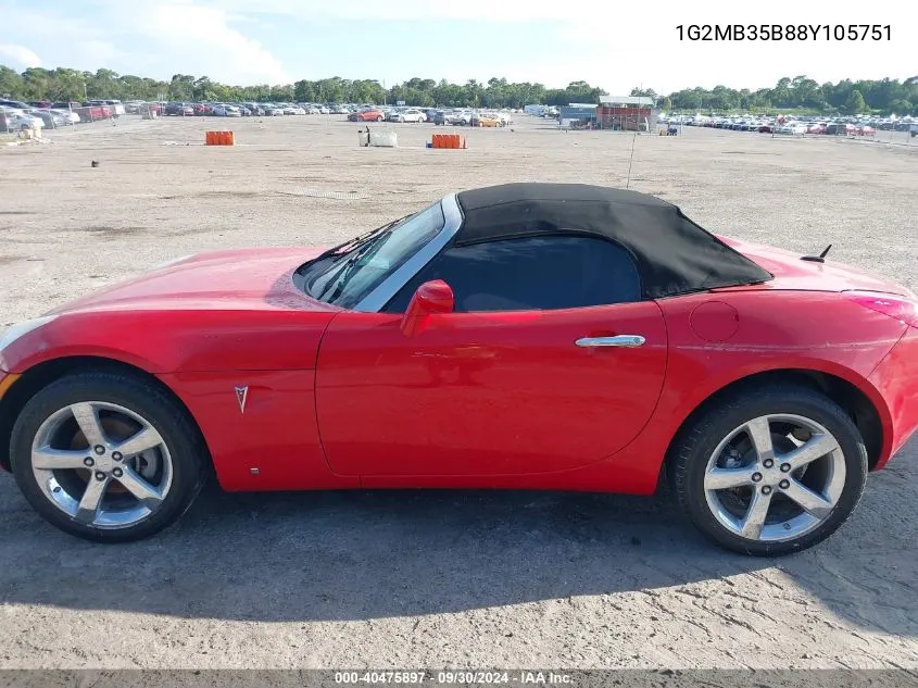 2008 Pontiac Solstice VIN: 1G2MB35B88Y105751 Lot: 40475897