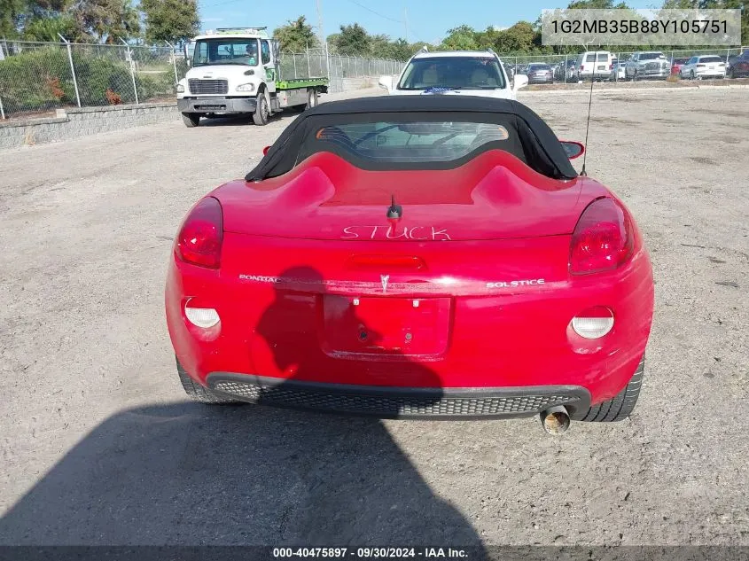 2008 Pontiac Solstice VIN: 1G2MB35B88Y105751 Lot: 40475897