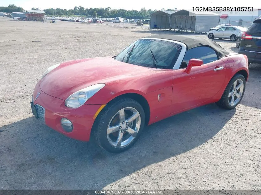 2008 Pontiac Solstice VIN: 1G2MB35B88Y105751 Lot: 40475897