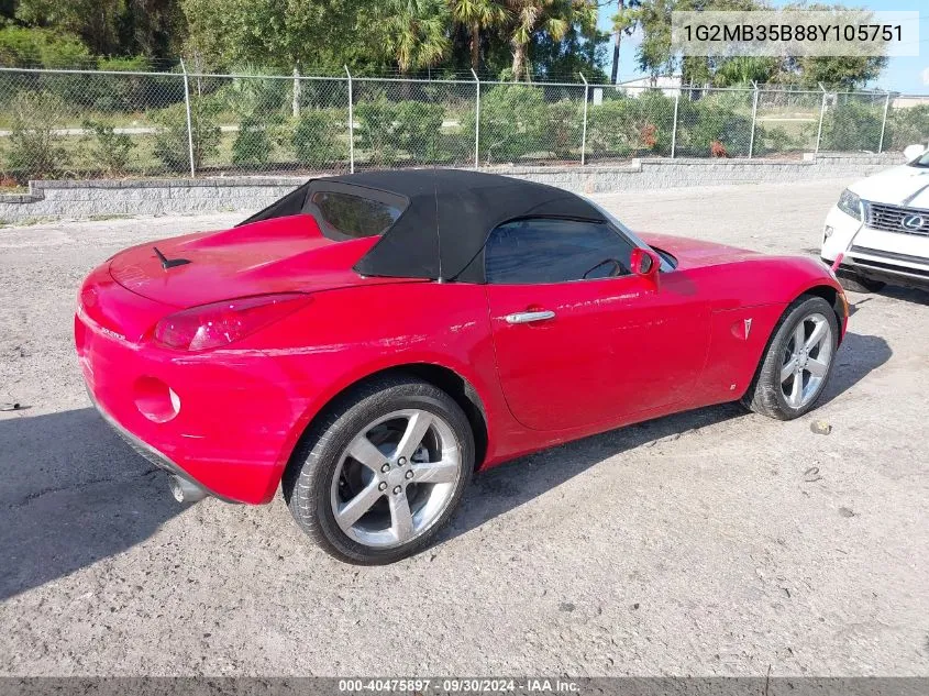 2008 Pontiac Solstice VIN: 1G2MB35B88Y105751 Lot: 40475897