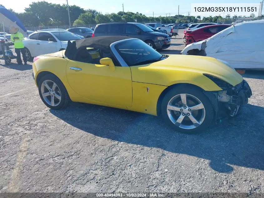 2008 Pontiac Solstice Gxp VIN: 1G2MG35X18Y111551 Lot: 40494383