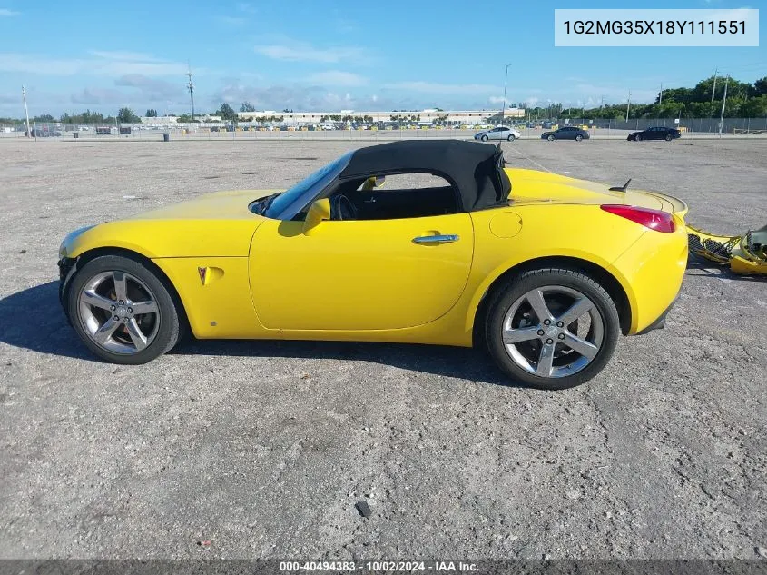 2008 Pontiac Solstice Gxp VIN: 1G2MG35X18Y111551 Lot: 40494383