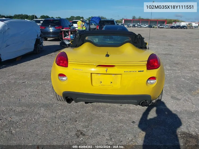 2008 Pontiac Solstice Gxp VIN: 1G2MG35X18Y111551 Lot: 40494383