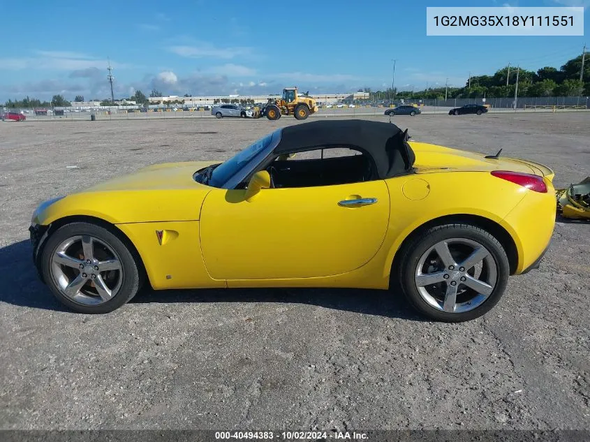 2008 Pontiac Solstice Gxp VIN: 1G2MG35X18Y111551 Lot: 40494383