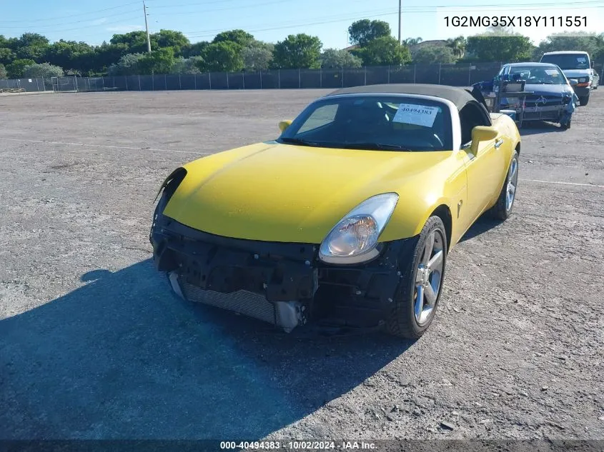 2008 Pontiac Solstice Gxp VIN: 1G2MG35X18Y111551 Lot: 40494383