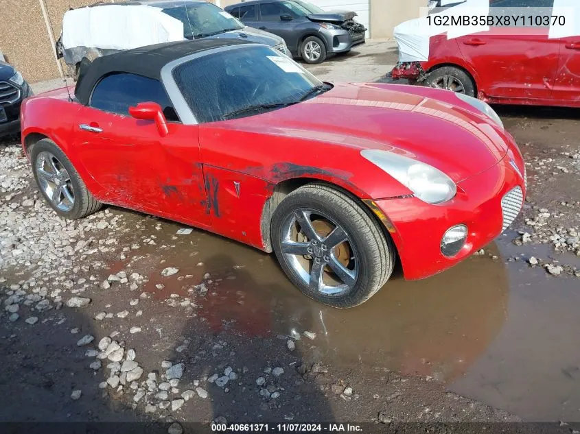 2008 Pontiac Solstice VIN: 1G2MB35BX8Y110370 Lot: 40661371