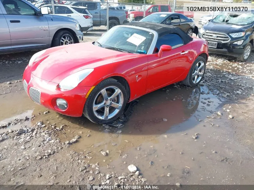 2008 Pontiac Solstice VIN: 1G2MB35BX8Y110370 Lot: 40661371