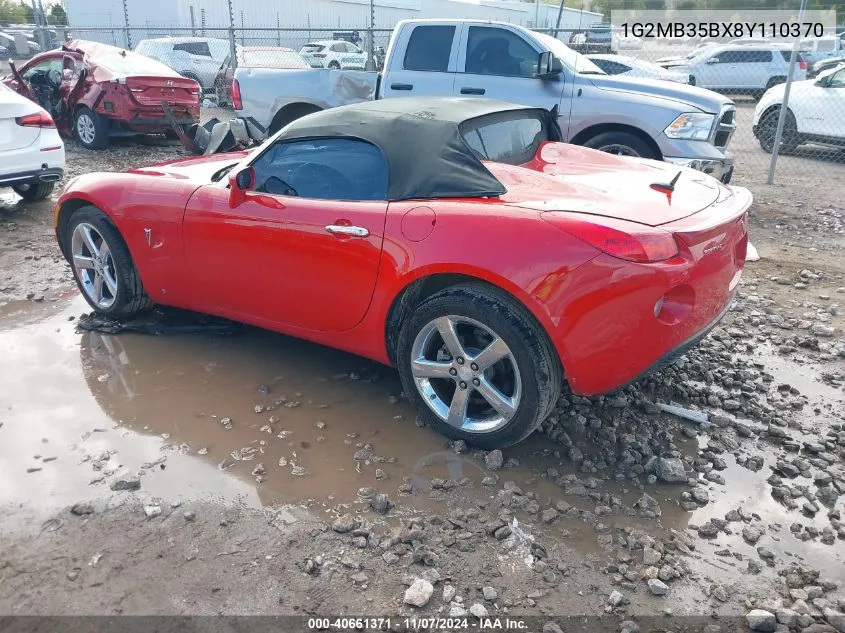 2008 Pontiac Solstice VIN: 1G2MB35BX8Y110370 Lot: 40661371