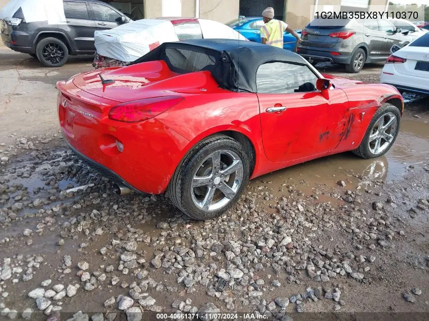 2008 Pontiac Solstice VIN: 1G2MB35BX8Y110370 Lot: 40661371