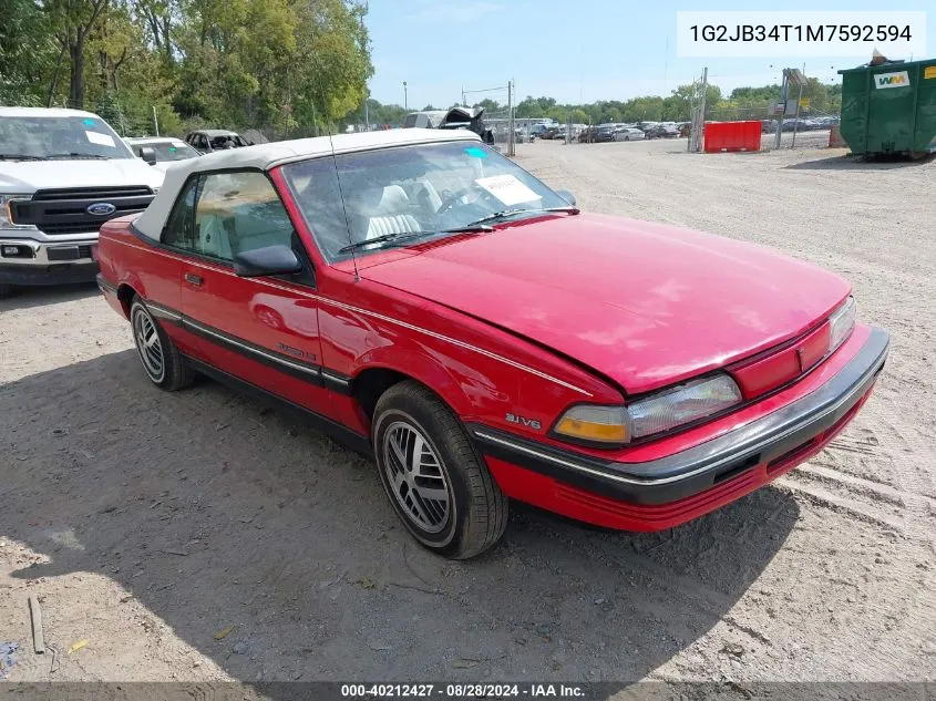 1991 Pontiac Sunbird Le VIN: 1G2JB34T1M7592594 Lot: 40212427