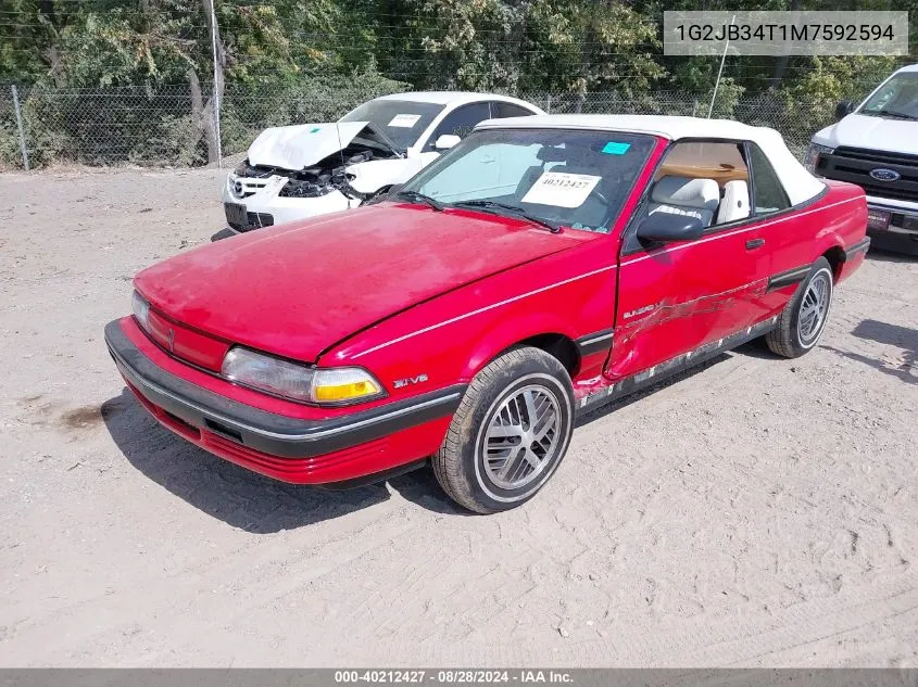 1991 Pontiac Sunbird Le VIN: 1G2JB34T1M7592594 Lot: 40212427