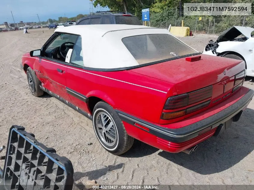 1991 Pontiac Sunbird Le VIN: 1G2JB34T1M7592594 Lot: 40212427