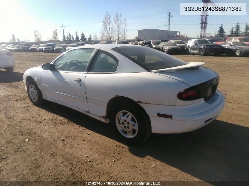 1995 Pontiac Sunfire Se VIN: 3G2JB1243SS871382 Lot: 12142745