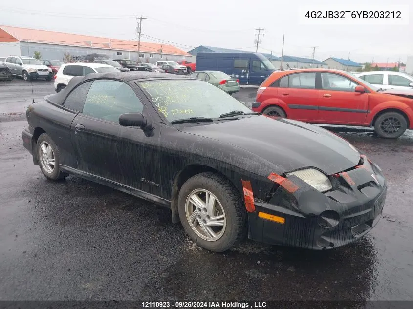 2000 Pontiac Sunfire Gt VIN: 4G2JB32T6YB203212 Lot: 12110923