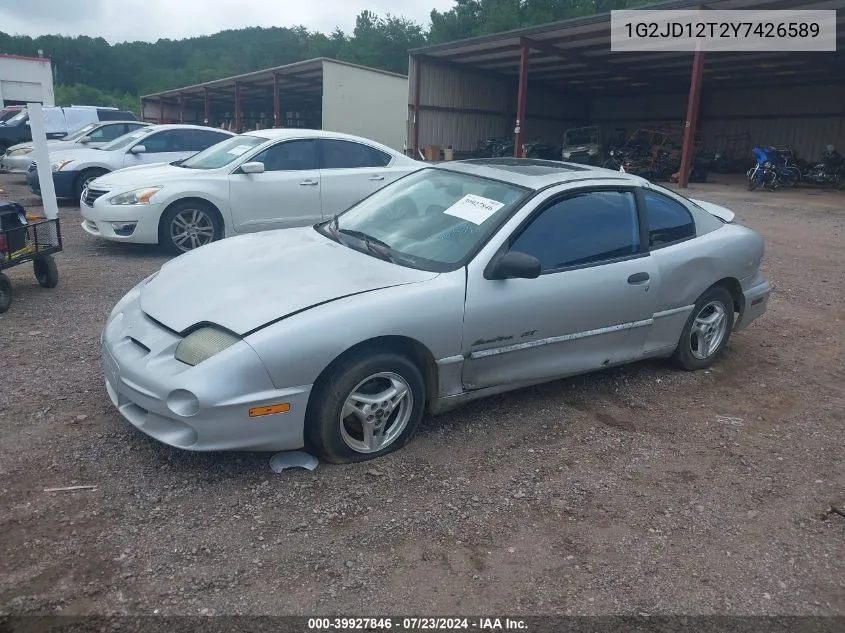 1G2JD12T2Y7426589 2000 Pontiac Sunfire Gt