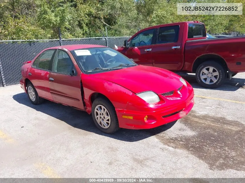 2000 Pontiac Sunfire Se VIN: 1G2JB5242Y7226852 Lot: 40439989