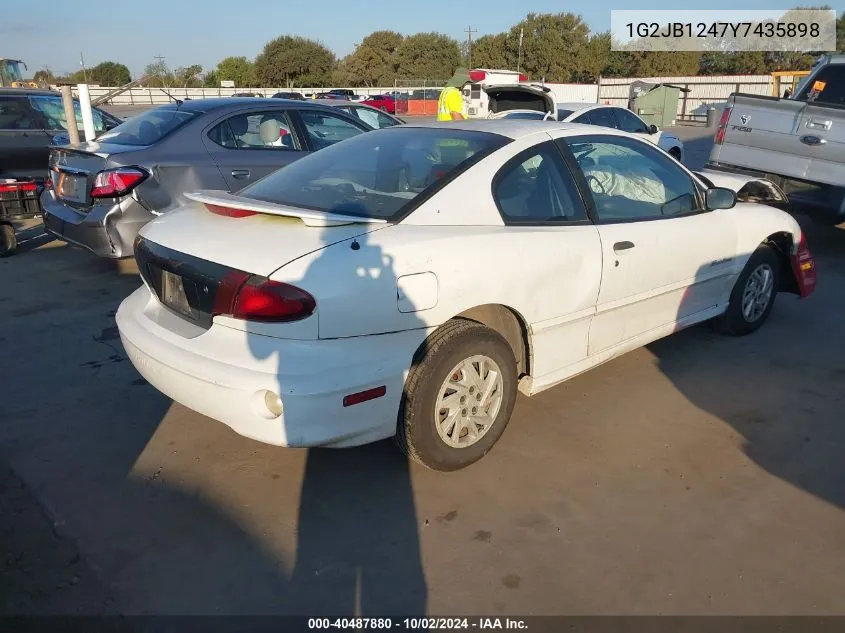 2000 Pontiac Sunfire Se VIN: 1G2JB1247Y7435898 Lot: 40487880