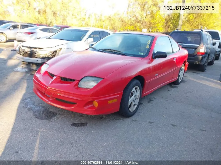 2000 Pontiac Sunfire Se VIN: 1G2JB1240Y7337215 Lot: 40762566