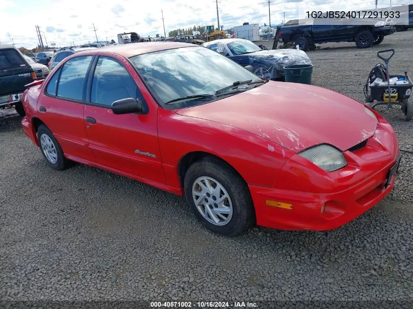 2001 Pontiac Sunfire Se VIN: 1G2JB524017291933 Lot: 40571002