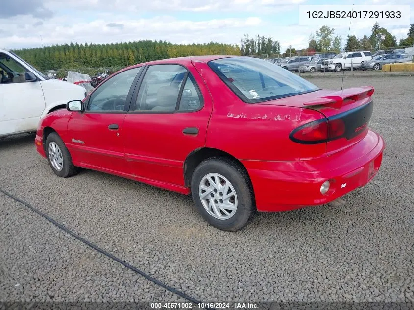 2001 Pontiac Sunfire Se VIN: 1G2JB524017291933 Lot: 40571002