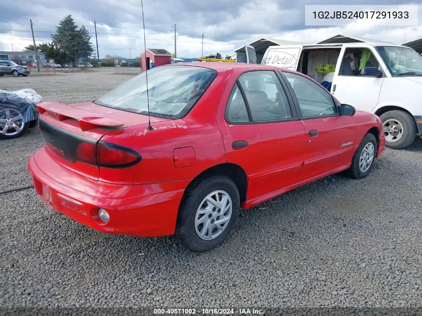 2001 Pontiac Sunfire Se VIN: 1G2JB524017291933 Lot: 40571002