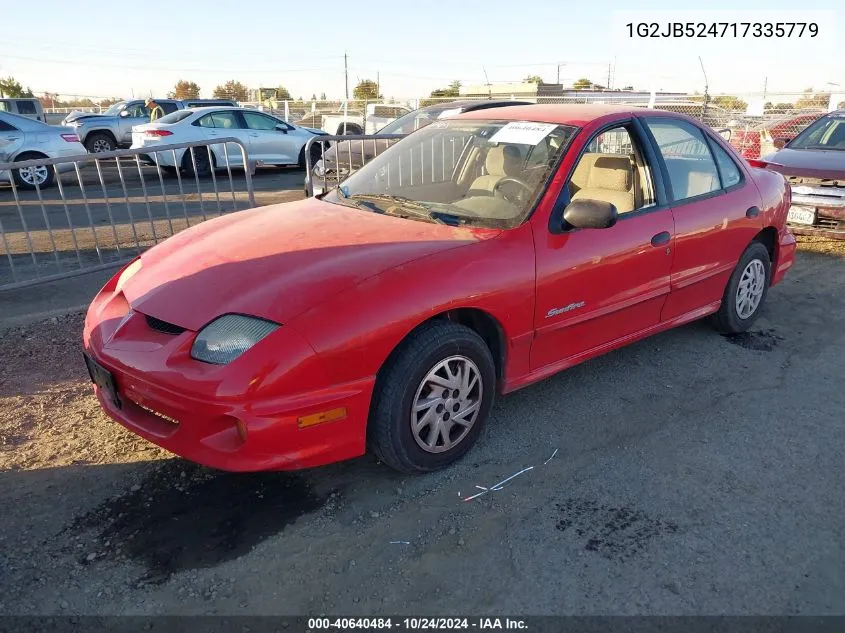 2001 Pontiac Sunfire Se VIN: 1G2JB524717335779 Lot: 40640484