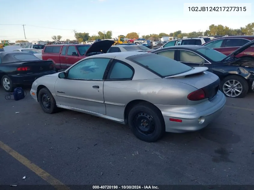 2001 Pontiac Sunfire Se VIN: 1G2JB124217277315 Lot: 40720198