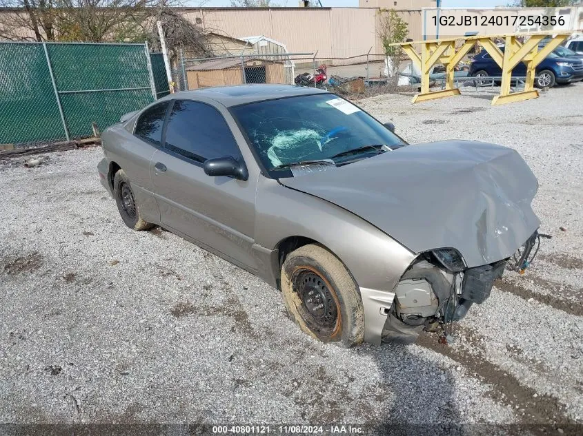 2001 Pontiac Sunfire Se VIN: 1G2JB124017254356 Lot: 40801121