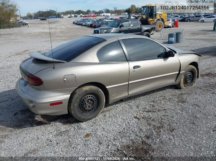 2001 Pontiac Sunfire Se VIN: 1G2JB124017254356 Lot: 40801121