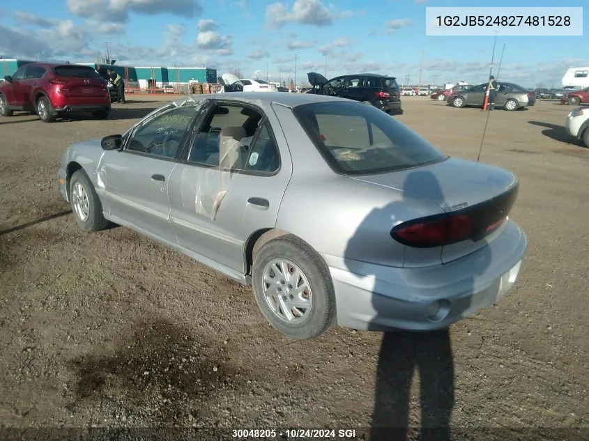 2002 Pontiac Sunfire Se VIN: 1G2JB524827481528 Lot: 30048205