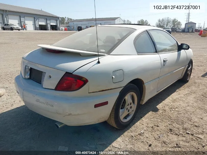 2003 Pontiac Sunfire VIN: 1G2JB12F437237001 Lot: 40573424