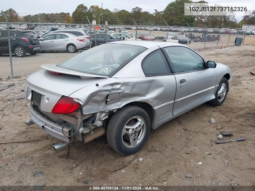 2003 Pontiac Sunfire VIN: 1G2JB12F737162326 Lot: 40769124