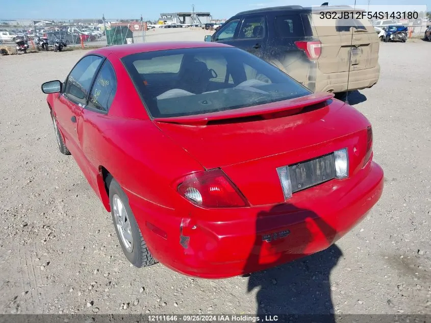 2004 Pontiac Sunfire VIN: 3G2JB12F54S143180 Lot: 12111646