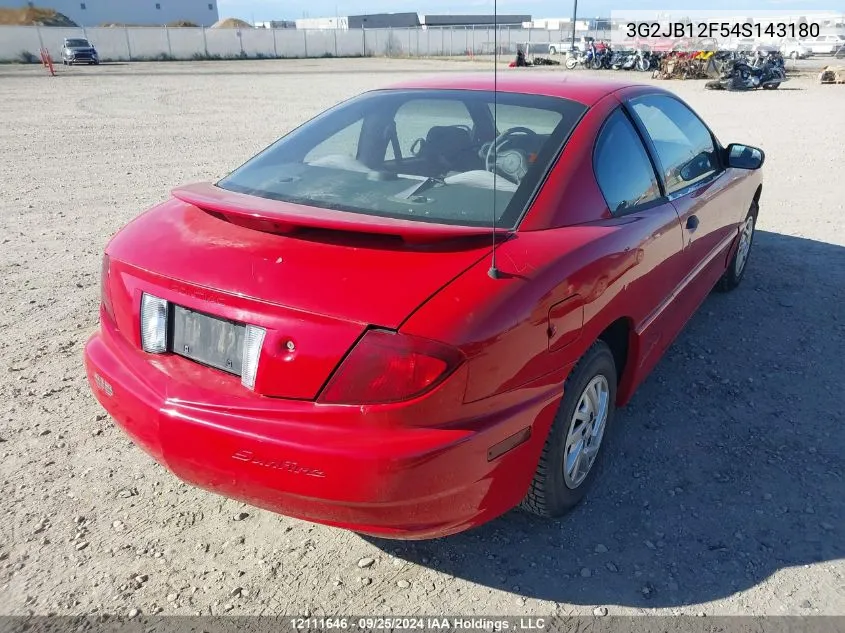 2004 Pontiac Sunfire VIN: 3G2JB12F54S143180 Lot: 12111646