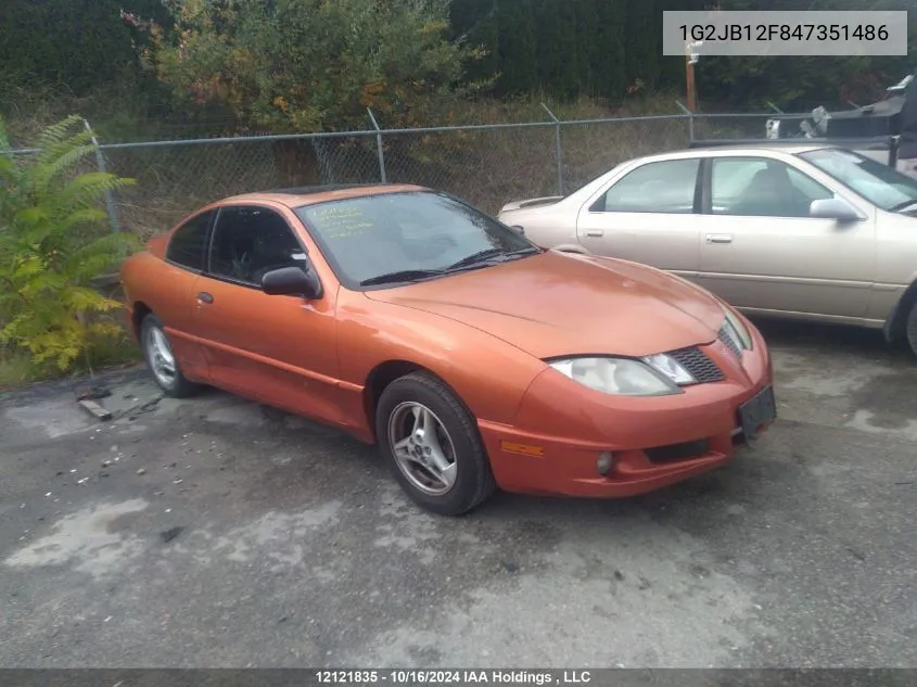 2004 Pontiac Sunfire VIN: 1G2JB12F847351486 Lot: 12121835