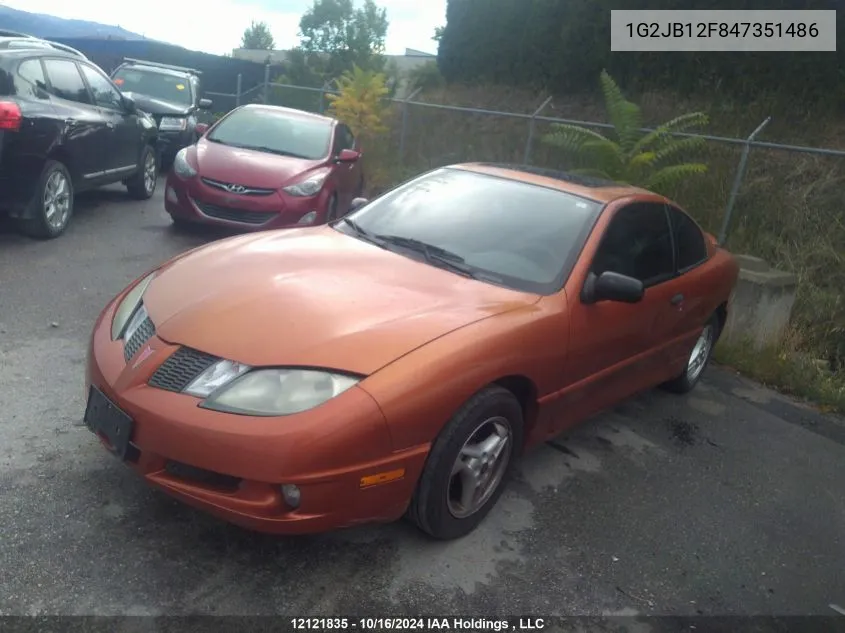 2004 Pontiac Sunfire VIN: 1G2JB12F847351486 Lot: 12121835