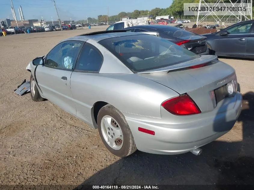 2004 Pontiac Sunfire VIN: 1G2JB12F347108815 Lot: 40164118