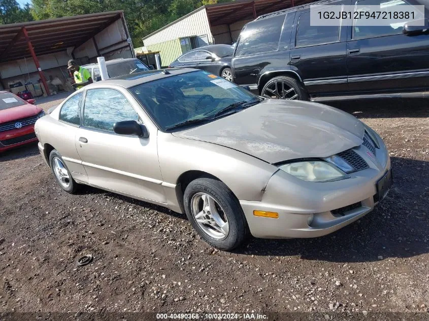 2004 Pontiac Sunfire VIN: 1G2JB12F947218381 Lot: 40490368