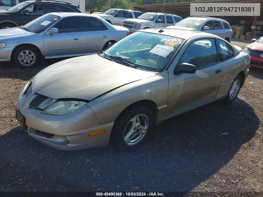 2004 Pontiac Sunfire VIN: 1G2JB12F947218381 Lot: 40490368